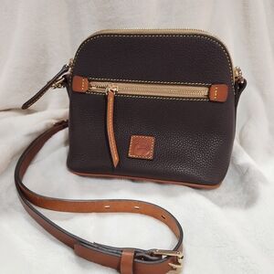 Dooney & Bourke Brown Pebbled Leather Domed Crosbody Small Bag